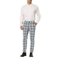 thumbnail image 2 of INSPIRE CHIC Men's Plaid Dress Pants Casual Slim Fit Checkered Business Trousers Gray 30, 2 of 6