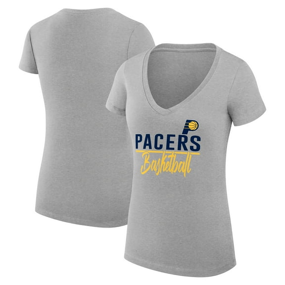 Women's G-III 4Her by Carl Banks Heather Gray Indiana Pacers Super-Slim Fit Lightweight Team Sport V-Neck T-Shirt