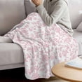thumbnail image 3 of Pink Flower Blanket Soft Cozy Warm Throw Blanket for Couch, Plush Fuzzy Flannel Fleece Blankets for Sofa, Vintage Farmhouse Boho Leaf Spring Solid Bed Blankets Lightweight Gifts for Women, 40"x60", 3 of 9