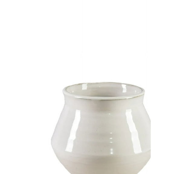Serene Spaces Living Ivory Ceramic Pot Vase, 6.5" Diameter & 5.5" Tall