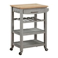 thumbnail image 4 of Convenience Concepts Ellaine 4 Tier Small Butcher Block Kitchen Island Cart with Drawer and Wine Rack, Wirebrush Light/Butcher Block, 4 of 11
