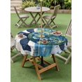 thumbnail image 5 of Outdoor Tablecloth with Umbrella Hole Zipper Sea Turtle Coastal Round Tablecloth 54" Waterproof Outside Table Cloth Nautical Beach Summer Retro Patio Table Cover Tablecloths for Picnic Party, 5 of 8