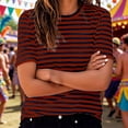 thumbnail image 2 of xfsWaSs T Shirts for Women Casual Short Sleeve Striped T Shirt Crewneck Tops Summer Tees Everyday Comfortable Stylish Tshirts, 2 of 7