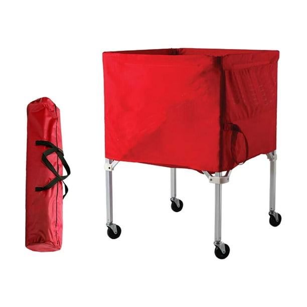 Carrito deportivo con ruedas para pelotas, organizador de equipos deportivos para gimnasio y deportes. Rojo
