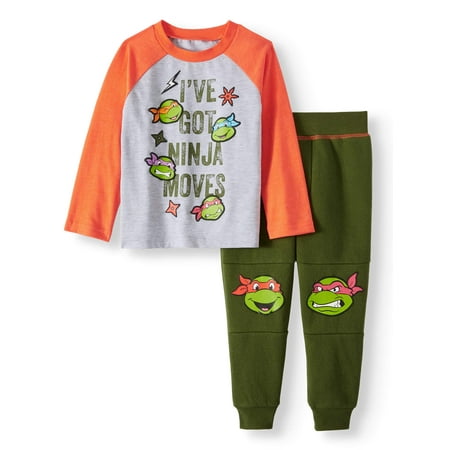 - Long Sleeve Raglan T-shirt & Fleece Jogger Pants, 2pc Outfit Set (Toddler Boys)