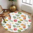 thumbnail image 3 of Watermelon Round Rug 5ft Washable Circle Kitchen Rugs Non Slip Summer Tropical Palm Leaf Lemon Floral Large Area Rug Indoor Floor Carpet for Bedroom Living Room Home Office Dining Room Nursery, 3 of 8
