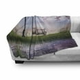 thumbnail image 3 of Nature Soft Flannel Fleece Throw Blanket, Bench on Flowing River with Crescent Moon Lavender Trees and Grass Illustration, Cozy Plush for Indoor and Outdoor Use, 60" x 80", Multicolor, by Ambesonne, 3 of 6