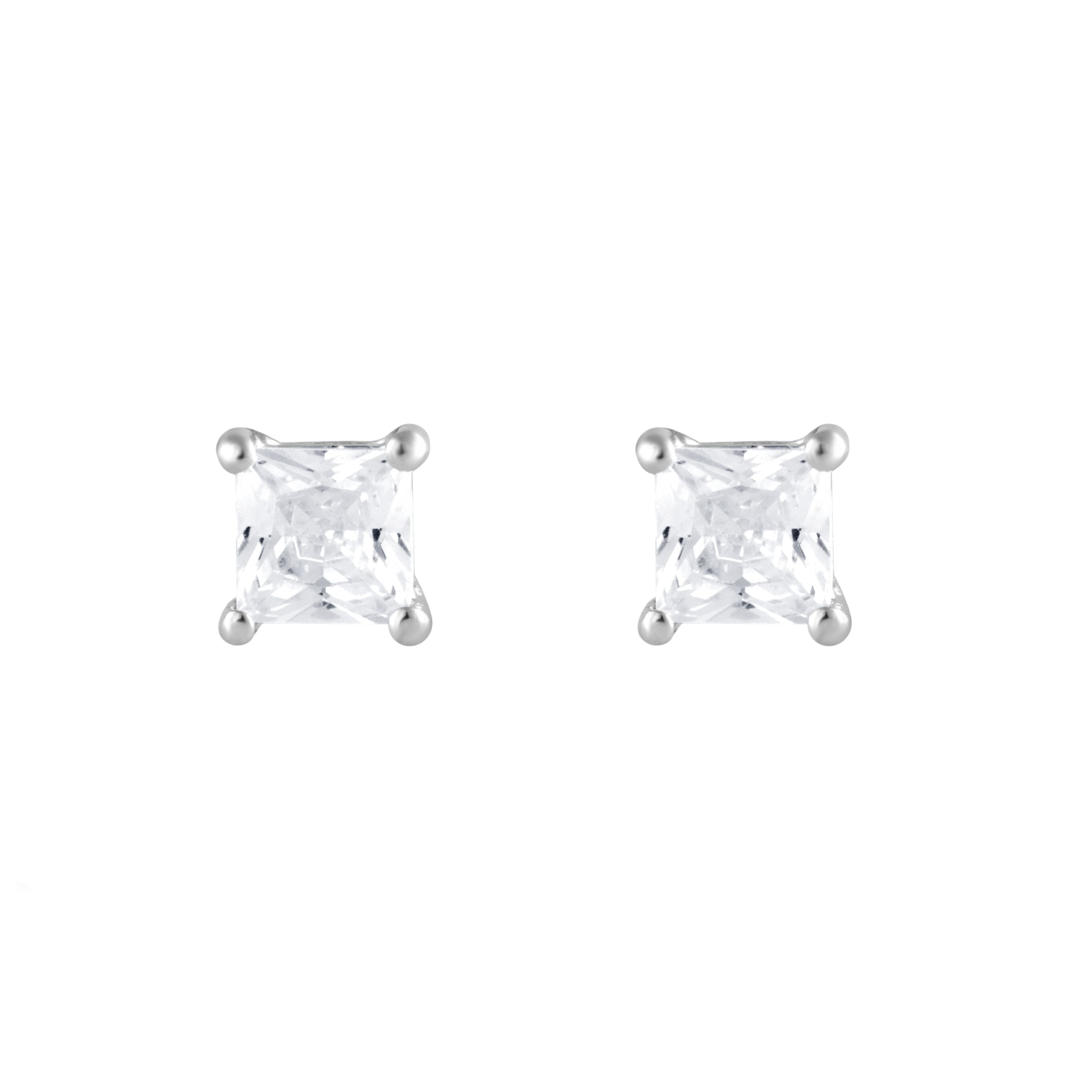 Unique Moments 1/2 Ct Princess Cut Lab Grown Diamond Stud Earrings 10K White Gold for Women