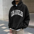 thumbnail image 2 of DeHolifer Hoodies for Men Los Angeles Letter Print Pullover Tops Long Sleeve Hoodies Sweatshirt with Pocket Black 2XL, 2 of 6