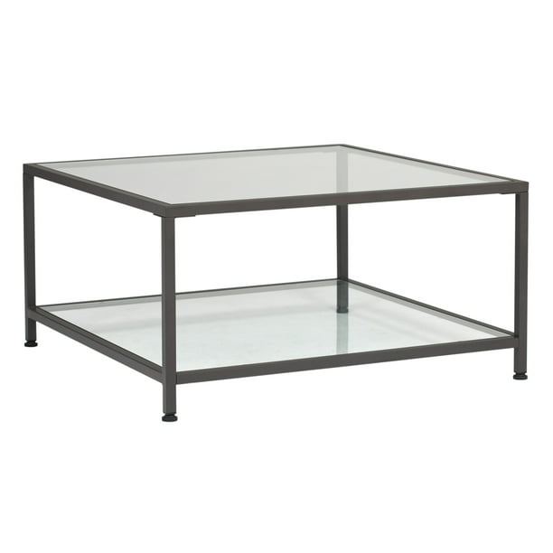 Studio Designs Home Camber Modern 30, Square Glass Side Table