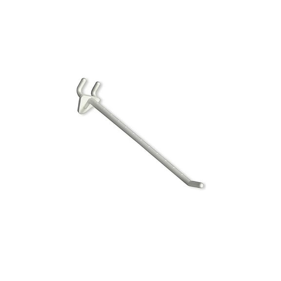 Azar Displays 800078-WHT White 8" Glass-Filled Nylon Hook: 0.287" Diameter, 50-Pack