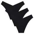 thumbnail image 1 of Conjunto de 3 piezas Braguitas de seda helada de algodón sin dejar marcas para mujer Braguitas de mujer con borde en forma de V, 1 of 5