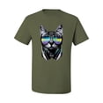 thumbnail image 2 of DJ Kitty Cat with Headphones | Mens Cat Lover Graphic T-Shirt, Military Green, Medium, 2 of 3
