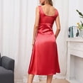 thumbnail image 6 of Satin Dress for Women V Neck Sleeveless Solid Casual Summer Dress A-Line Flowy Cocktail Party Formal Midi Dress, 6 of 7