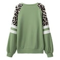 thumbnail image 4 of Fiaer Leopard Crew Neck Sweatshirts Women Plus Size Long Sleeve Pullover Warm Fashion Loose Fit Fall Comfort Tops Mint Green L, 4 of 9