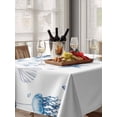thumbnail image 6 of Blue Coastal Table Cloth, Summer Eucalyptus Leaves Beach Ocean Starfish Nautical Waterproof Tablecloth for Rectangle Tables, Washable Fabric Table Cover for Restaurant Kitchen Dining Tables 60"x102", 6 of 6