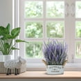 thumbnail image 7 of Lavender Artificial Flowers Potted Fake Lavender Plant in Rustic Metal Pot Faux Plants Purple Home Decor, 7 of 7