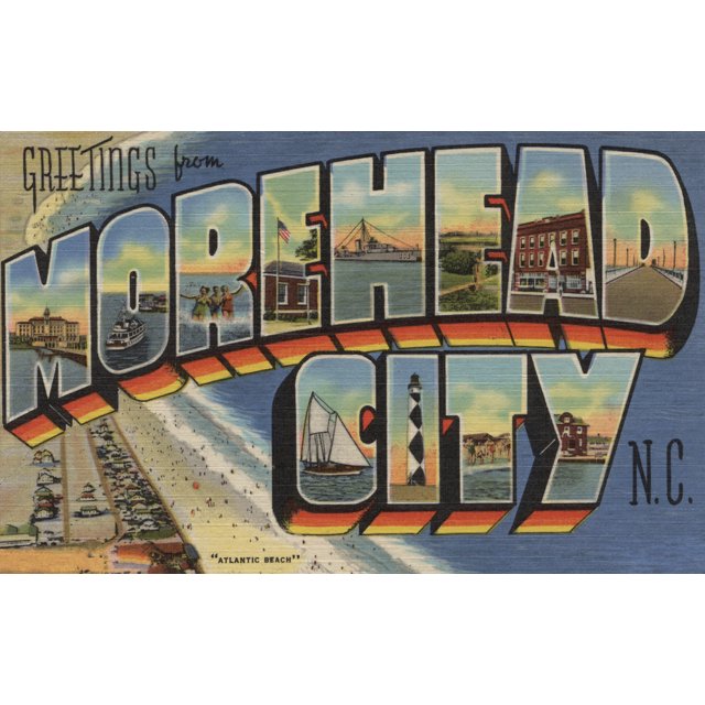 Morehead City, North Carolina, Large Letter Scenes (36x54 Giclee