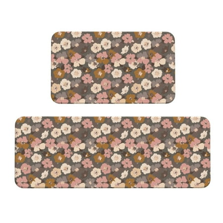 

Kitchen Floor Mat 2 Sets Of Anti-Fouling Absorbent Quick-Drying Floor Mat For Kitchen Door Mat Laundry Room Restaurant Office Farm Vintage Floral Pattern Modern