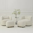 thumbnail image 4 of KINWELL  34" Wide Boucle Fabric Upholstered Swivel Armchair (Set of 2) Beige, 4 of 4