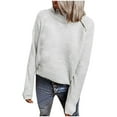 thumbnail image 2 of EGNMCR Chandail à Col Roulé pour Femmes, Chandails pour Femmes Mode Femmes Couleur Unie Fermeture Éclair Manches Longues chandail Col Roulé Chandail Femmes Chandail, 2 of 4