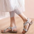 thumbnail image 5 of Anuirheih Sandals for Women Summer Flats, Comfortable Elastic Ankle Strap Dress Flats Shoes Casual Slip on Open Toe Boho Beach Sandal White）, 5 of 9
