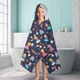 thumbnail image 6 of Dark Blue Little Princess Pattern Hooded Bath Towel，60"x35" for Ages 3 To 12 Kids, Quick Dry Lightweight Soft Microfiber Hood Beach Towel Cover Up for Kids, 6 of 7