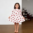 thumbnail image 2 of SUYIDA Girls Sweetheart Print Puff Sleeve Dress Elegant Party Gown For Toddler Kids Formal Occasion And Casual Wear (White,9-10 Years), 2 of 5