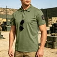 thumbnail image 2 of OIOLOYJM Mens Golf Shirts Summer Short-Sleeve Mesh Casual Quick Dry Breathable Polo Shirts Fashion Work Athletic Collared Topswith Arm Magic Snap (No Glasses) Army Green M, 2 of 5