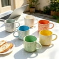 thumbnail image 3 of ALOFMO 12oz Handmade Speckled Ceramic Coffee Mugs Set of 6, Multicolor Splash Glaze Tea Cups, Microwave & Dishwasher Safe, Lead‑Free for Home & Gift, 3 of 7