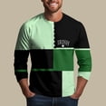 thumbnail image 7 of Men's St. Patrick's Day Irish Henley Shirt 3/4 Sleeve Color Block Clover Top, 7 of 7