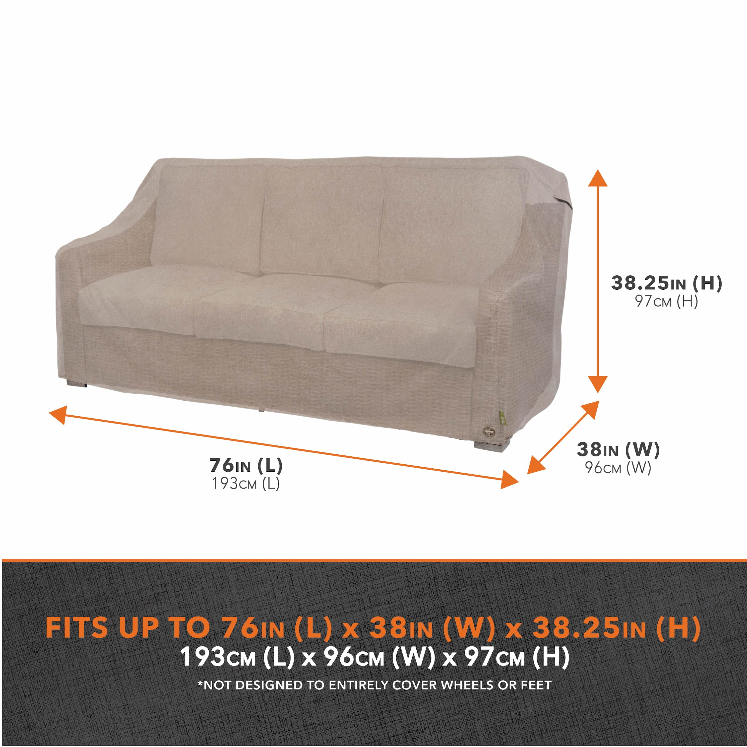 Modern Leisure Garrison Patio Loveseat Cover, Waterproof, Large, 76"L x 38"W x 38.25"H, Sandstone