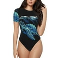 thumbnail image 2 of Picia Ocean Turtle Womens One Piece Swimsuits Modest Tummy Control Bathing Suits Lace Up Slimming Swim Suit-Medium, 2 of 9