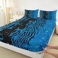 thumbnail image 3 of Feelyou Teens Princess Ribbon Bed Sheets, Fashion Bowknot Bow-tie Blue King Sheets, Leopard Cheetah Print Sheet Set, Breathable Home Decor, 4 Pieces, 3 of 7