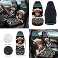 thumbnail image 3 of Jeiento Highland Cow Car Front Seat Protector Aztec Steering Wheel Cover Seatbelt Pads Center Console Cover Daisy Trash Bin Air Vent Bag Rearview Mirror Cover Cup Holders Wrist Key Chain 12 Pack, 3 of 7