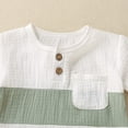 thumbnail image 5 of GYRATEDREAM Toddler Baby Boys Summer Outfits Patchwork Color Block Lapel Collar Button down Short Sleeve Shirt + Elastic Waistband Drawstring Shorts with Pockets 2 Piece Sets Infant 0 Month-3 Years, 5 of 8