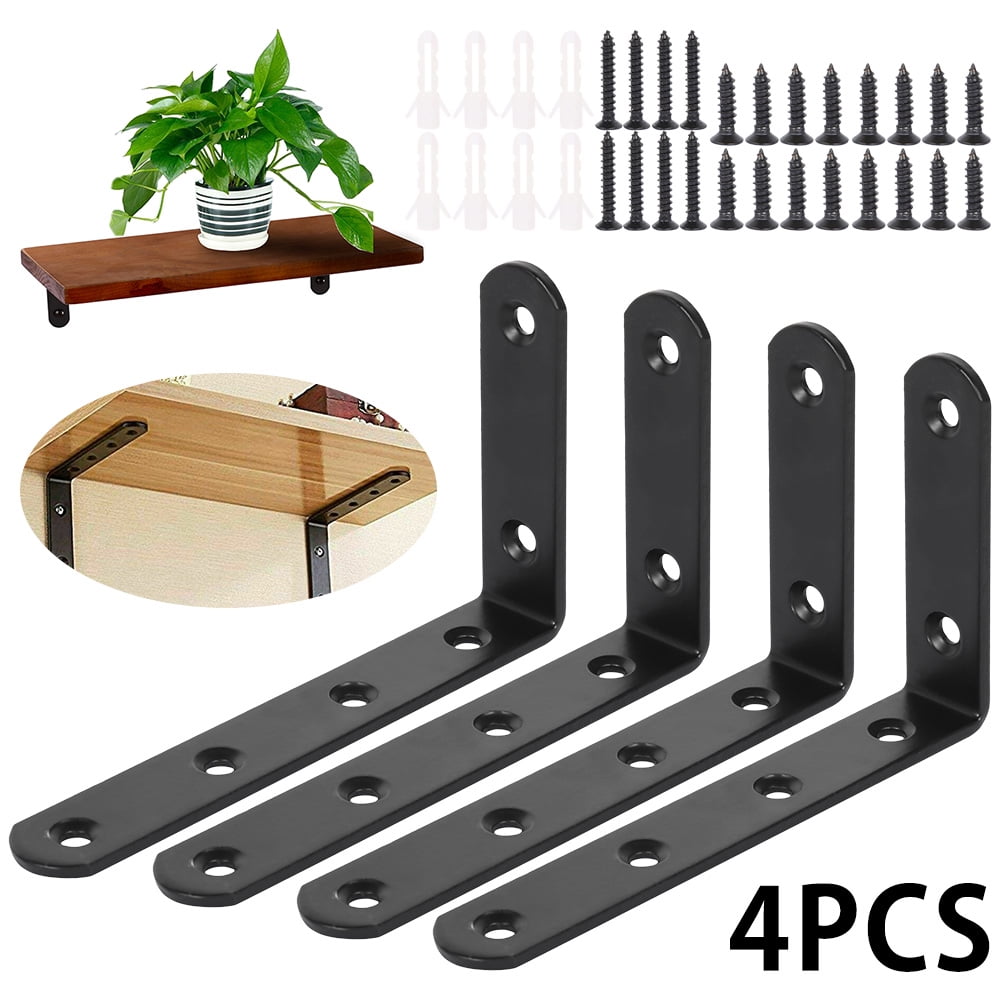 Willstar 4Pcs Shelf Bracket Heavy Duty Angle Bracket Shelf Support Wall Hanging L Shape Right Corner Brace Metal