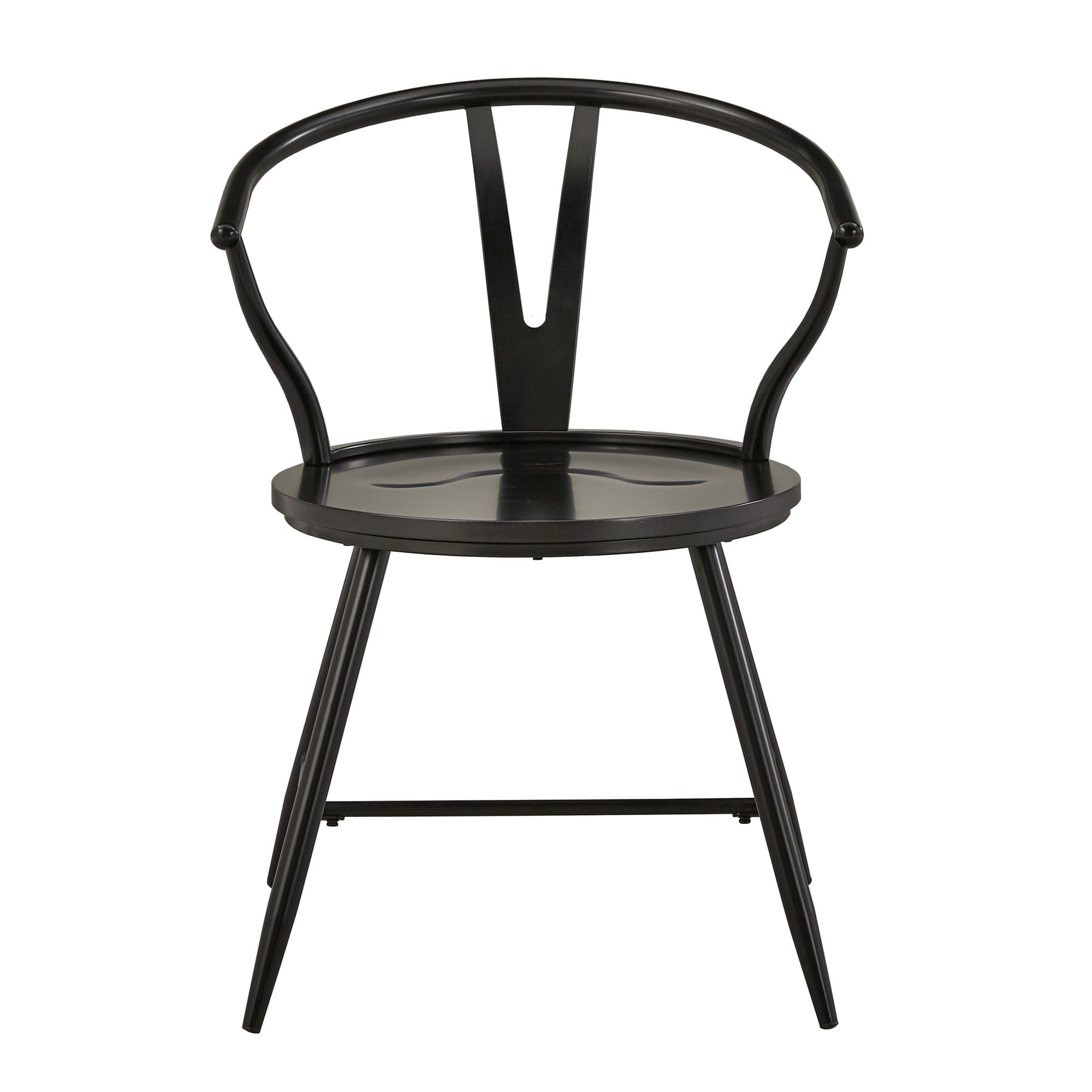 Weston Home Lydford Wishbone Back Metal Side Chair with Wood Seat, Black (Set of 2)
