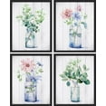thumbnail image 2 of PixonSign Framed Wall Art Wildflower Bouquets in The Bottles Prints, Set of 4 Nature Wildernes Paintings, Rustic Wall Décor, Flower Plants Adhesive Canvas Poster for Home Decor - 8"x10" Black, 2 of 5