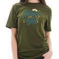 thumbnail image 3 of Big Size Festival of Lights Graphic Design Ring Spun Combed Cotton Short Sleeve Deluxe Jersey T-Shirt - Army Green XL, 3 of 4