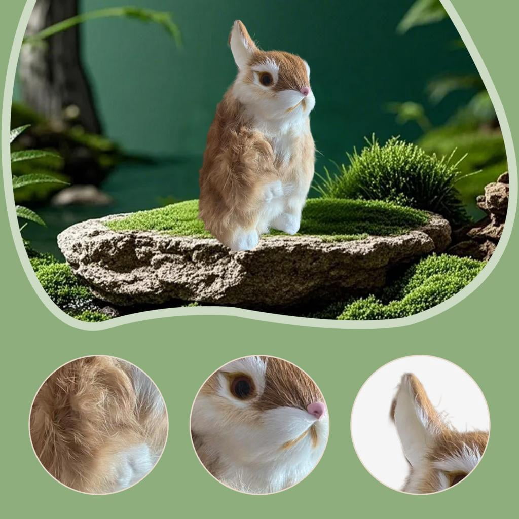 LeeQinersw Simulation Plush Animal Model Toy Home & Fairy Garden Décor - Brown Rabbit