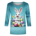 thumbnail image 2 of T-Shirt pour Femmes, Blouse Décontractée Imprimée à Col Rond et Manches 3/4, Haut Tendance pour le Printemps, 2 of 5