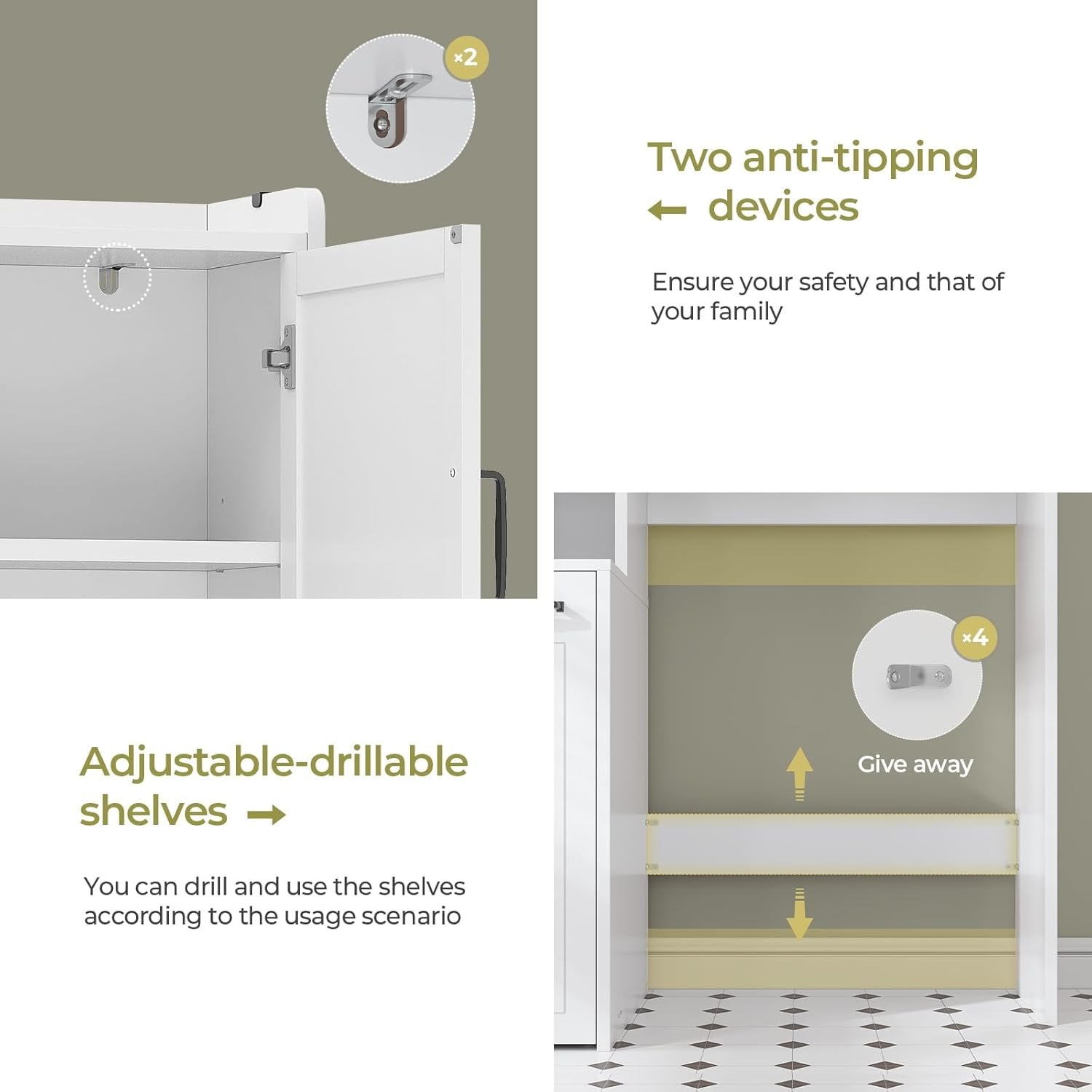 Over The Toilet Storage Cabinet with Pulley Small Bathroom Storage Cabinet