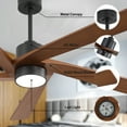thumbnail image 4 of 54 in. Black and Light Wulnut DC Indoor Ceiling Fan with Light Kit, 5 Reversible Blades Carved Wood Blades, 4 of 8
