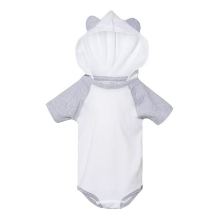 

Rabbit Skins Fine Jersey Infant Short Sleeve Raglan Bodysuit with Hood & Ears