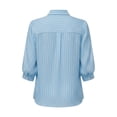 thumbnail image 4 of YTCAMLO Striped Dress Shirts for Women, Casual Loose Fit 3/4 Sleeve Button Down Shirts, Business Office Work Collared Blouses, 4 of 9