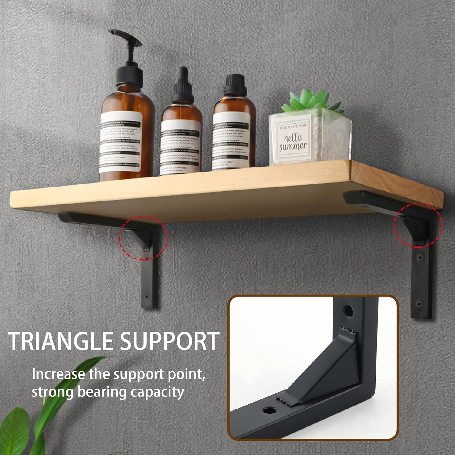 Heavy Duty 6 Inch Shelf Bracket (2-Pack) - Stainless Steel Wall Mounted Support Bracket for Shelves