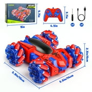 Carsky Double-Sided RC Stunt Car, 360° Spins Spider 4WD Remote Control Vehicle with Side-Driving, LED Lights & All-Terrain Tires, Rechargeable Racing Toy Gift for Boys & Girls 6-12