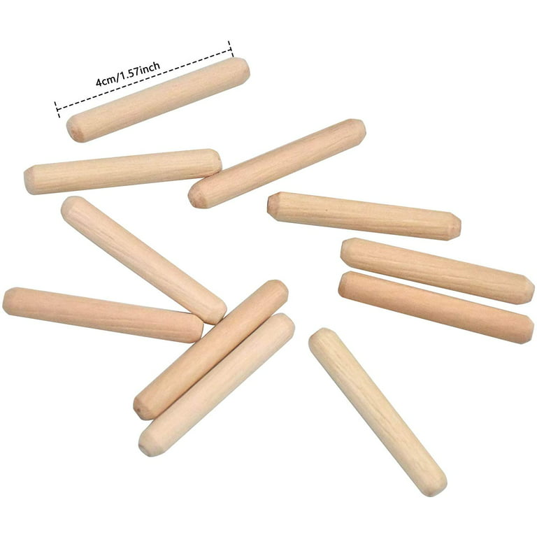 100 Pack Grooved Wooden Dowels Tapered Wooden Dowels Twill End Birch Dowels  6mm X 40mm