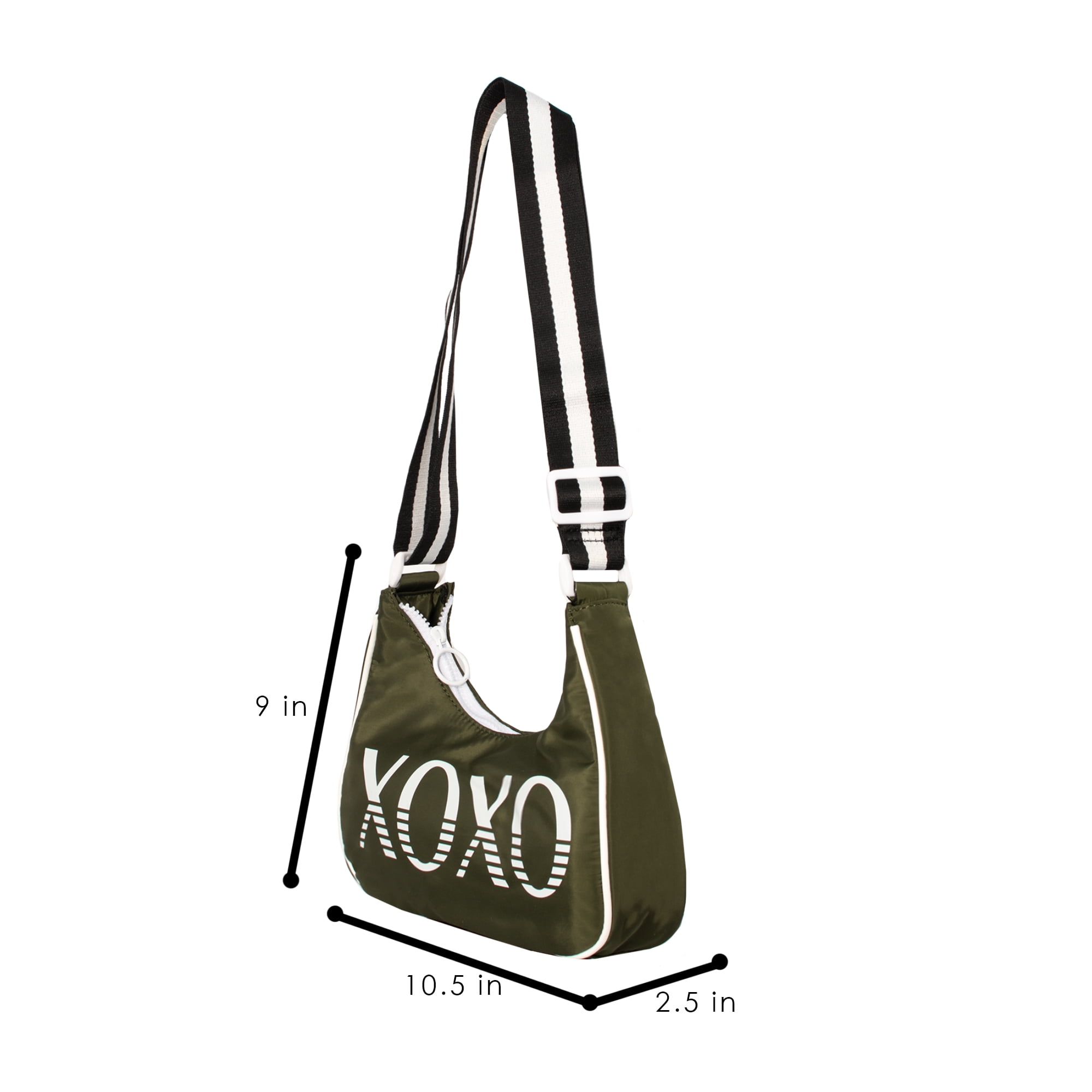 XOXO Women's Nylon Green Everyday Cross Body Bag with Adjustable Stripe Web Strap